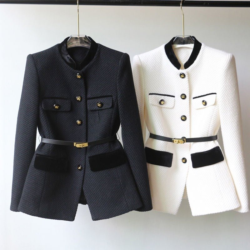 EBONY VELOUR BOUCLÉ COAT (Black XS) - | Zavonix