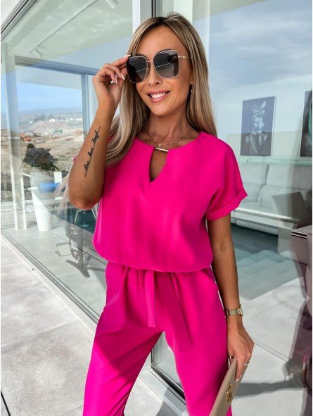 Everly V Neck Short Sleeve Jumpsuit Product Image 09