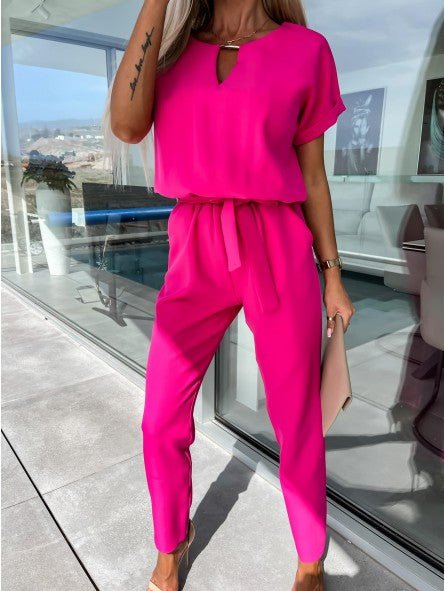 Everly V Neck Short Sleeve Jumpsuit Product Image 11
