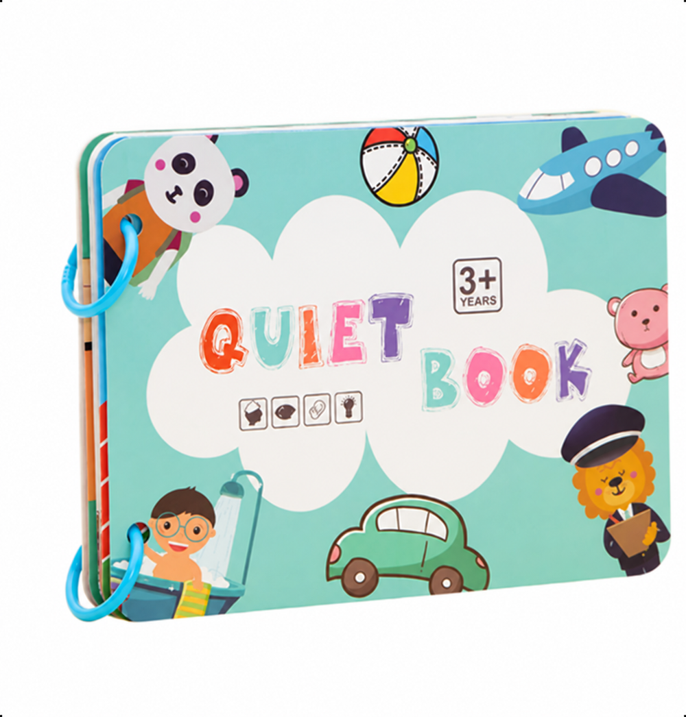 Skills for Everyday Life quiet book with an illustrated turquoise cover and blue binding rings