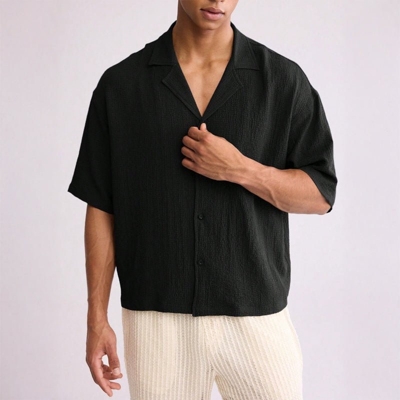 Evorell Textured Camp Shirt (White S) - Short sleeve shirt | Zavonix