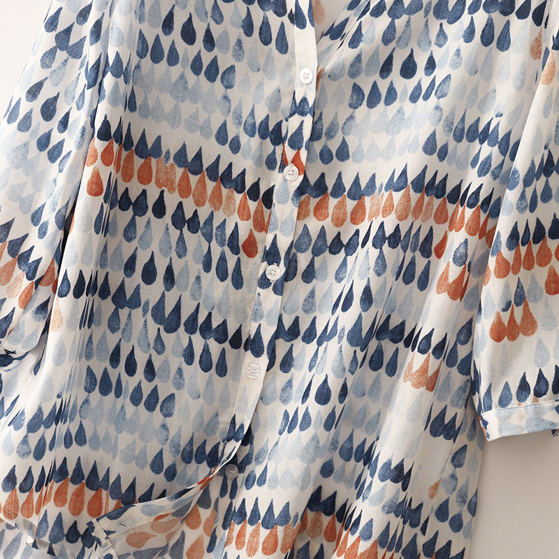 Lightweight Linen Blouse with Hand-Dipped Unique Color and Swingy Fit