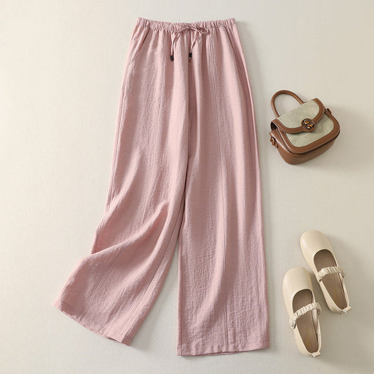 Liora — Lightweight Linen Pants with Drawstring Waist and Wide-Leg Fit
