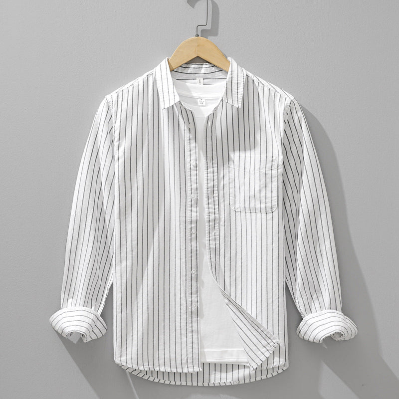 Arlen — Men's Linen Shirt with Soft Vertical Stripes and Tailored Fit