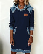 Elaris Shift Dress — Color Block Knee-Length Dress with Pockets