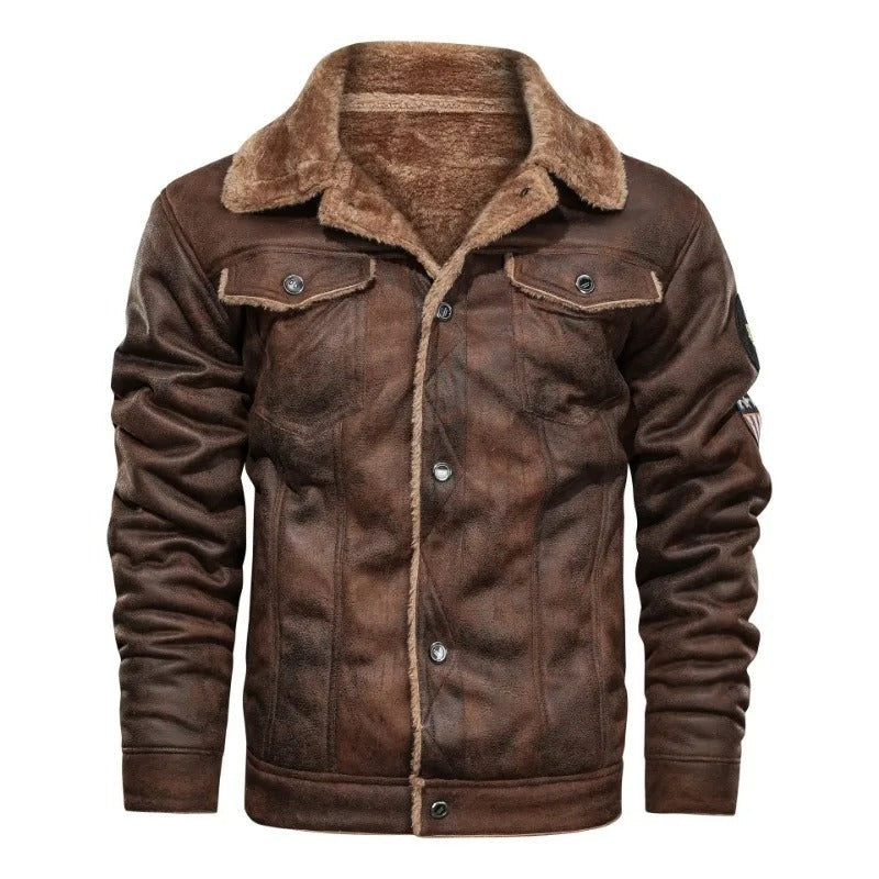 Falkenhurst Fleece-Collar Leather Jacket product image 3