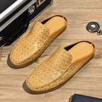 Briens Pantoletten | Handgewebtes Leder