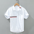 Lioren — Lightweight Linen Shirt with Chest Stripe Detail