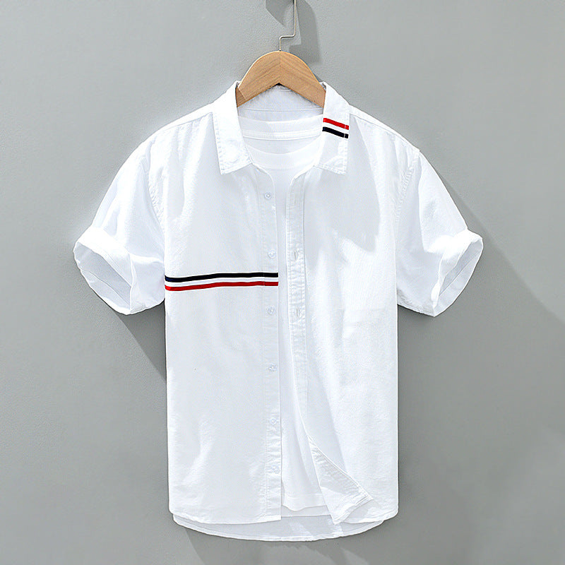 Lioren — Lightweight Linen Shirt with Chest Stripe Detail