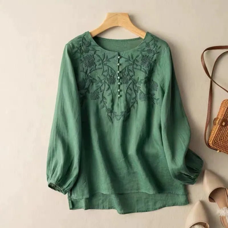 FeatherFit Blouse™ — Feel Effortless Elegance and Stay Cool All Day Long (Green XS) - | Zavonix