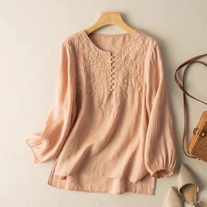 FeatherFit Blouse™ — Feel Effortless Elegance and Stay Cool All Day Long (Peach XS) - | Zavonix