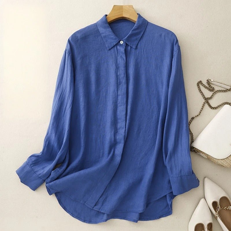 FeatherFlex™ Linen Shirt — Stay Cool and Sharp from Dawn to Dusk (Dark Blue XS) - | Zavonix