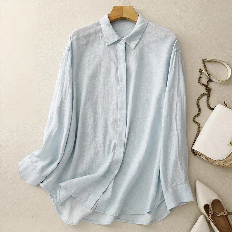 FeatherFlex™ Linen Shirt — Stay Cool and Sharp from Dawn to Dusk (Light Blue XS) - | Zavonix
