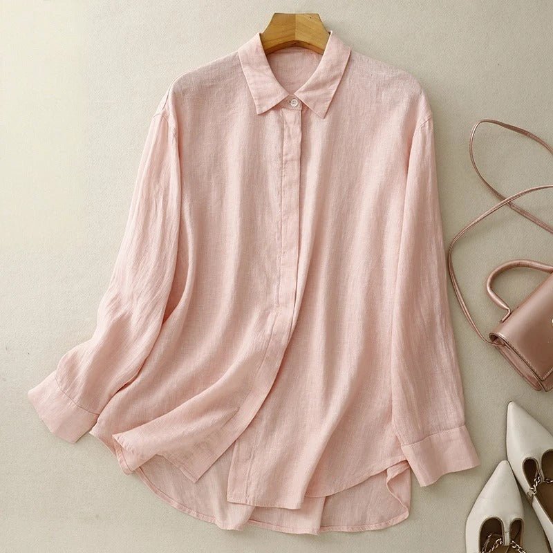 FeatherFlex™ Linen Shirt — Stay Cool and Sharp from Dawn to Dusk (Pink XS) - | Zavonix