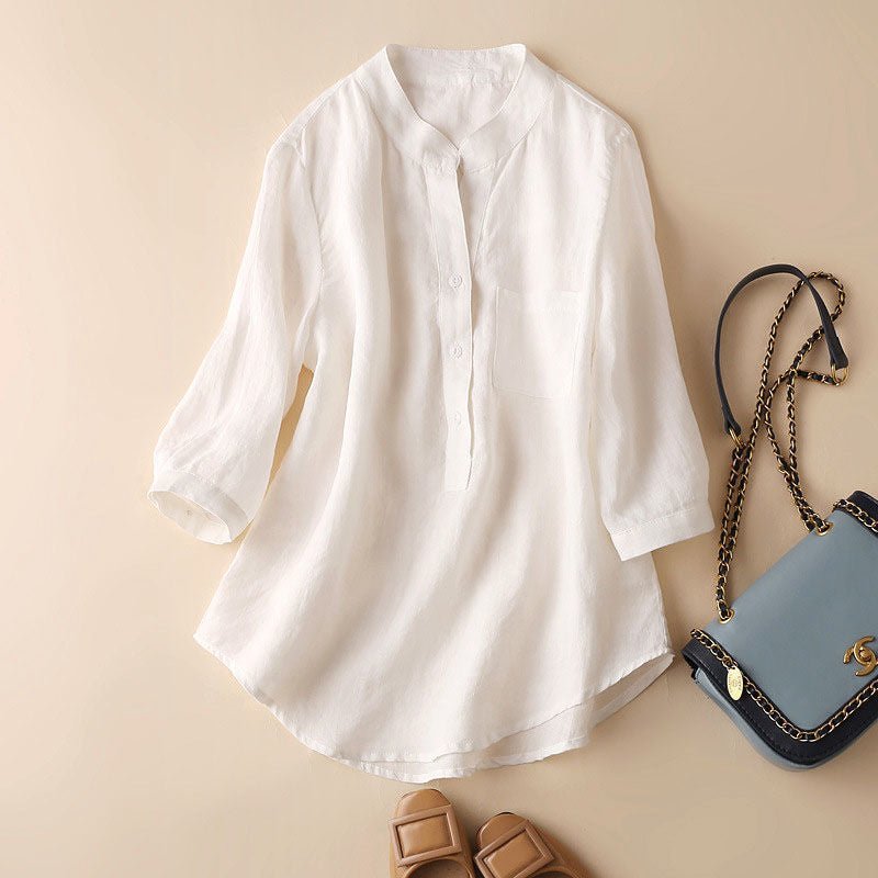 Featherlight Linen Shirt™ — Stay Sweat - Free and Command Attention All Day (White XS) - | Zavonix