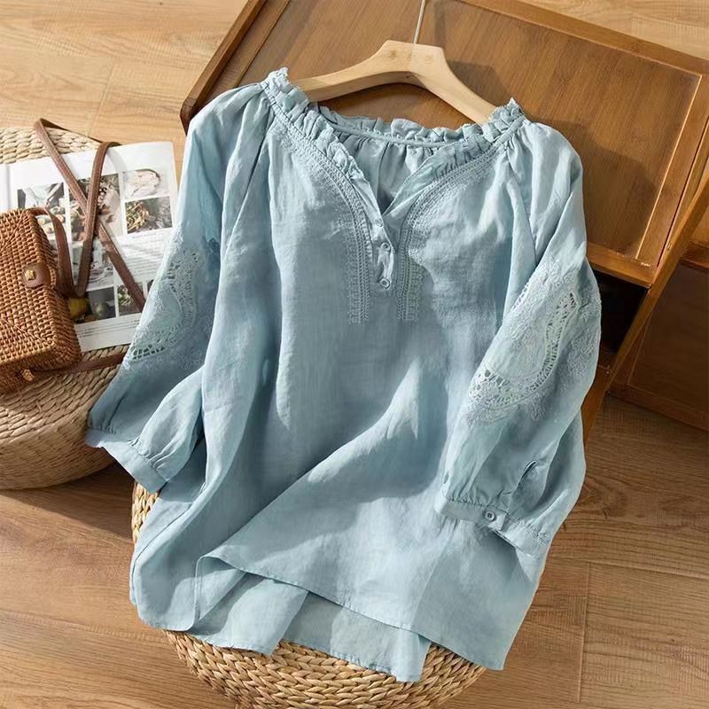 Featherlight Linen Top™ — Command Every Eye with Effortless Elegance and Fresh Confidence (Pink XS) - | Zavonix
