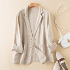 FeatherSilk™ Linen Blazer — Feel Effortlessly Cool, Confident, and Unstoppable All Day (Cream XS) - | Zavonix