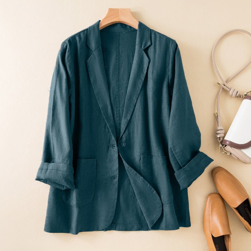FeatherSilk™ Linen Blazer — Feel Effortlessly Cool, Confident, and Unstoppable All Day (Cream XS) - | Zavonix