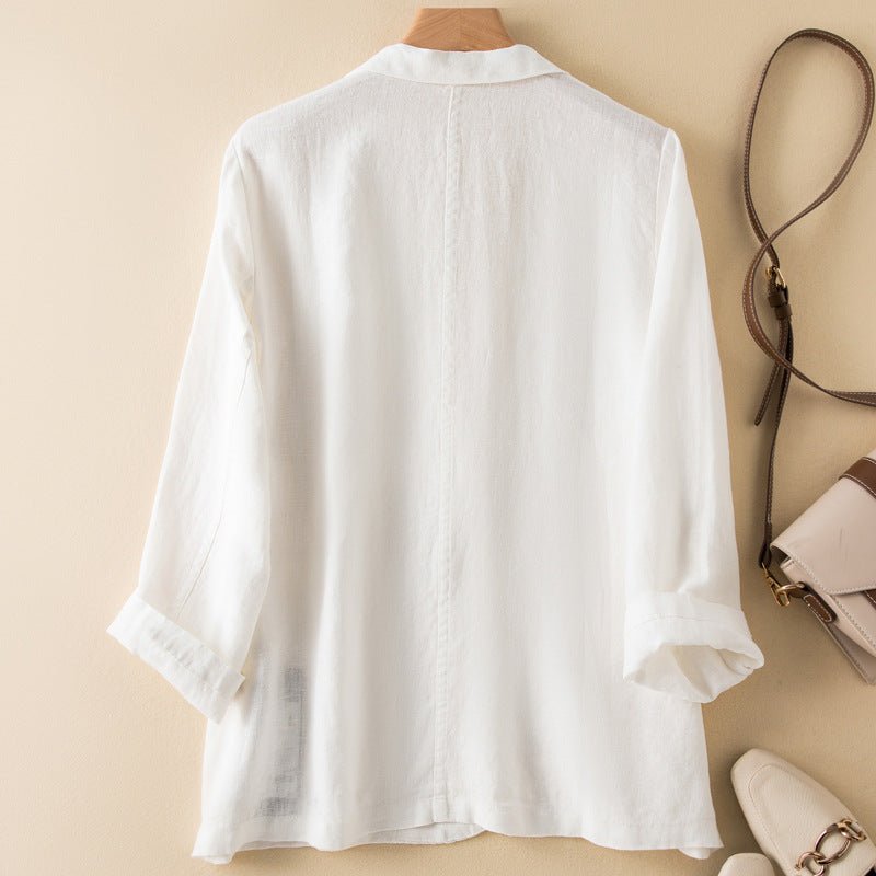 FeatherSilk™ Linen Blazer — Feel Effortlessly Cool, Confident, and Unstoppable All Day (Cream XS) - | Zavonix