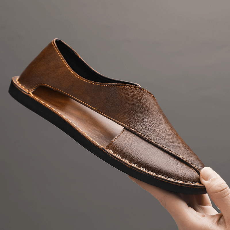 Fernando Leather Sandals (Brown 5) - | Zavonix