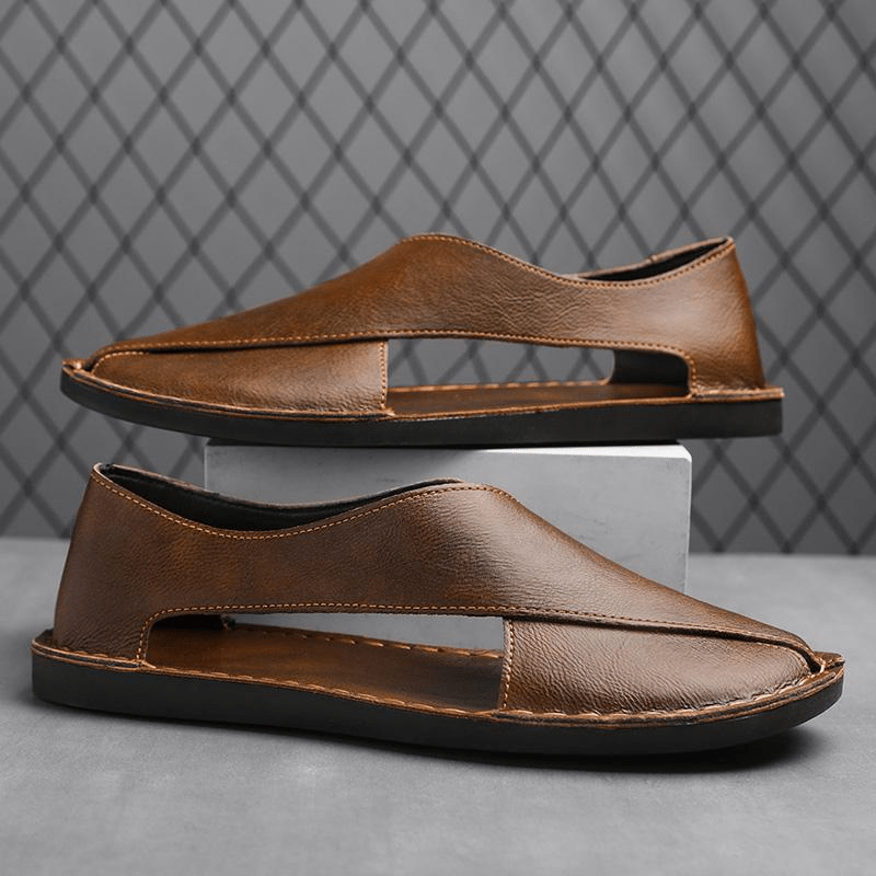 Fernando Leather Sandals (Brown 5) - | Zavonix