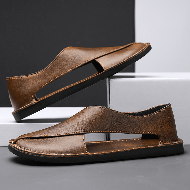 Fernando Leather Sandals (Brown 5) - | Zavonix