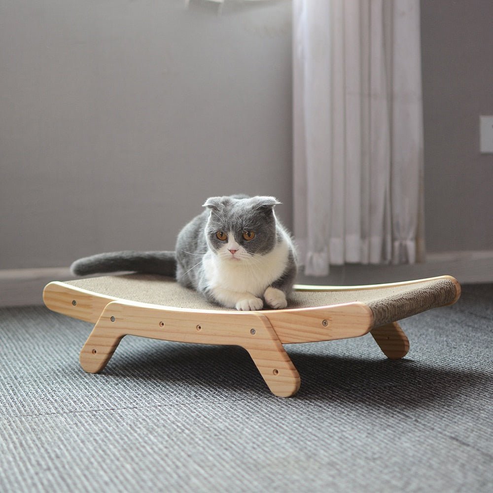 Felinora — 3-in-1 Wooden Cat Lounge Bed with Scratching Post