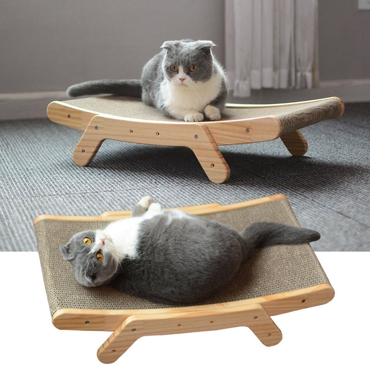 Felinora — 3-in-1 Wooden Cat Lounge Bed with Scratching Post