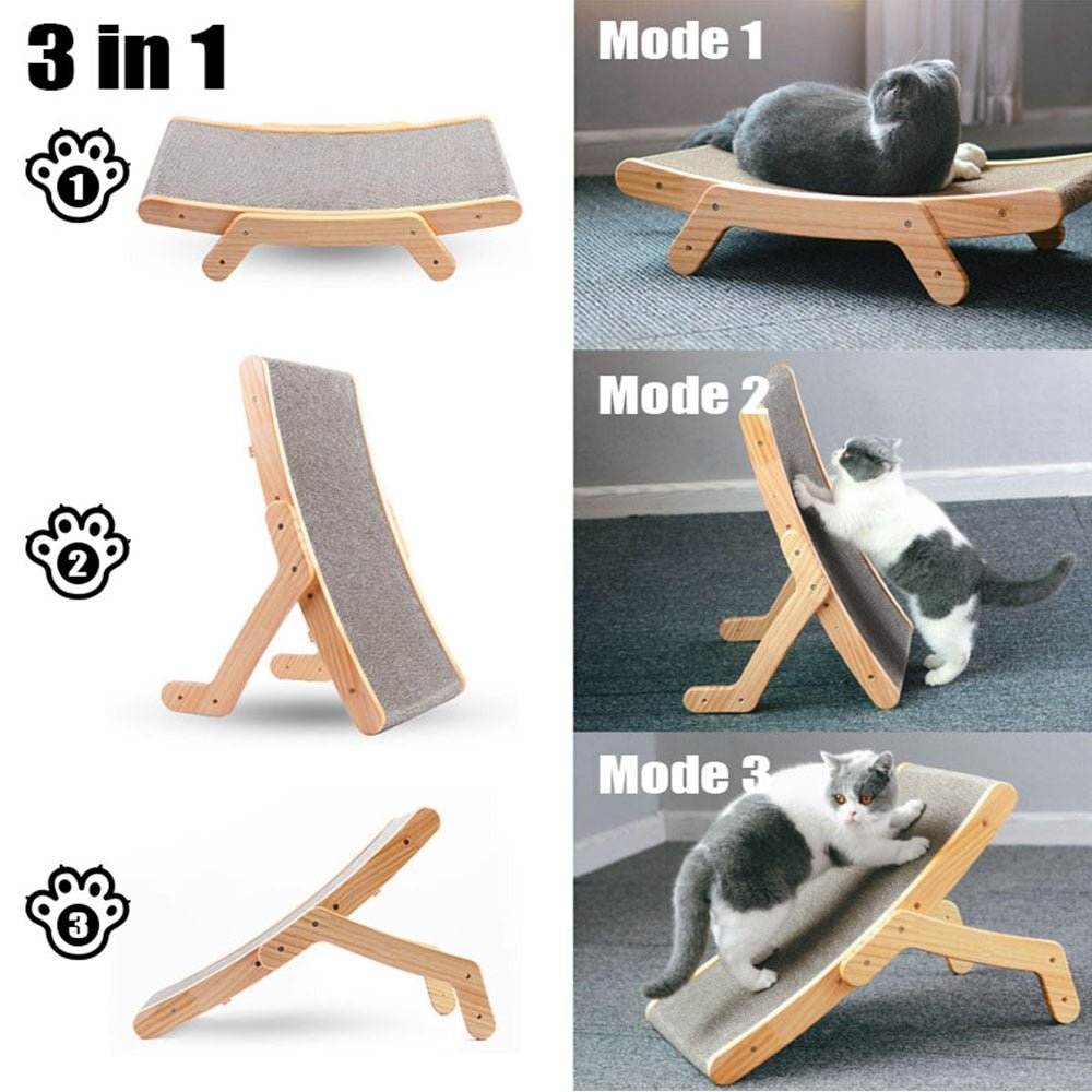 Felinora — 3-in-1 Wooden Cat Lounge Bed with Scratching Post