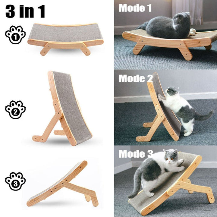Felinora — 3-in-1 Wooden Cat Lounge Bed with Scratching Post