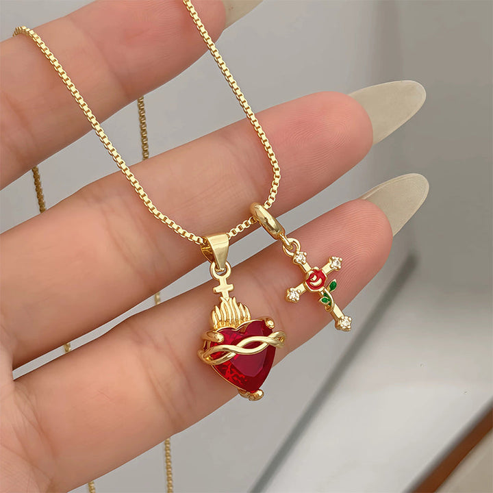 Fervor Heart Cross Pendant Necklace Product Image 01