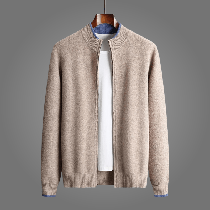 Fiero — 100% Cashmere Jacket with Contrasting Neck Detail (Navy Blue S) - | Zavonix
