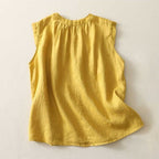 FILIGREE LINEN BLOUSE (Navy Blue XS) - | Zavonix