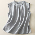 FILIGREE LINEN BLOUSE (Navy Blue XS) - | Zavonix