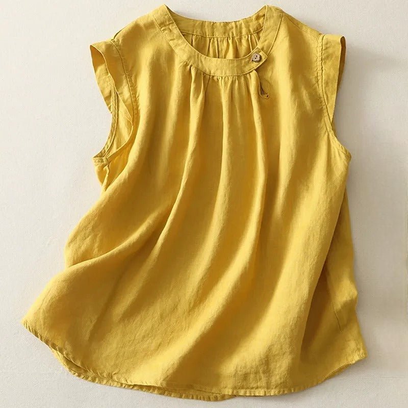 FILIGREE LINEN BLOUSE (Yellow XS) - | Zavonix