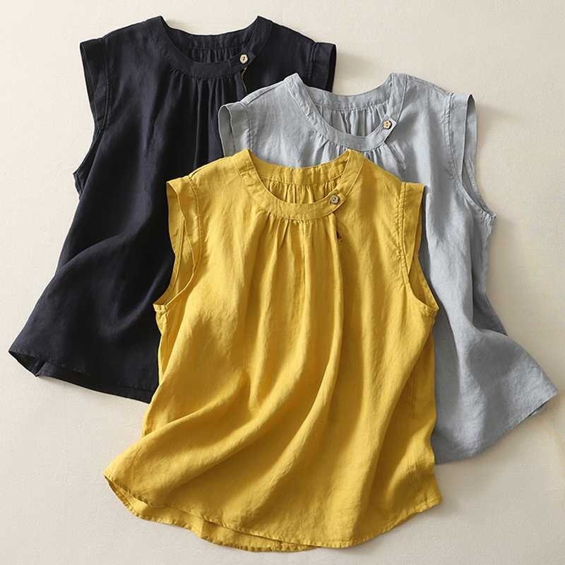 FILIGREE LINEN BLOUSE (Navy Blue XS) - | Zavonix