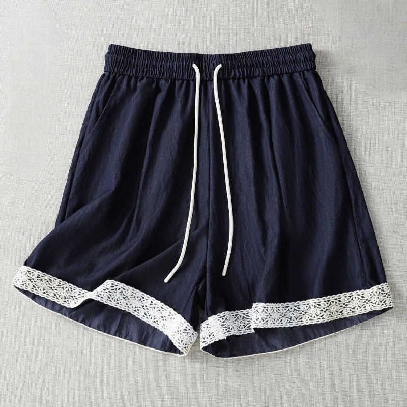Finley — Lightweight Linen Shorts with Vintage Lace Trim (XS ) - | Zavonix