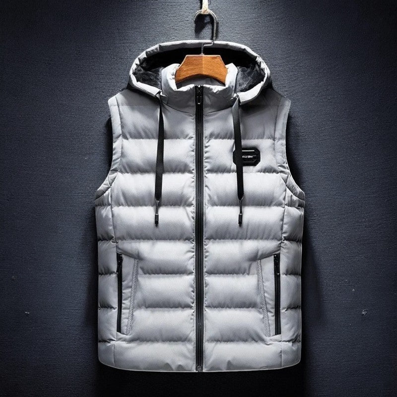 Finnor Lightweight Insulated Hooded Vest with Adjustable Fit (Light gray XS) - | Zavonix