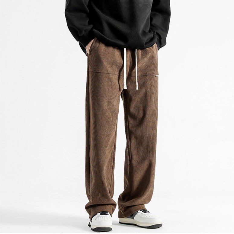 Fintor — Breathable Corduroy Pants with Adjustable Waist for Comfort (Coffee 3XL) - | Zavonix