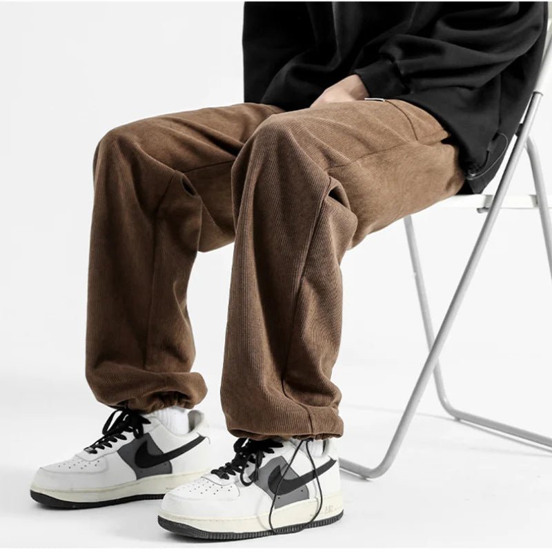 Fintor — Breathable Corduroy Pants with Adjustable Waist for Comfort (Coffee 3XL) - | Zavonix