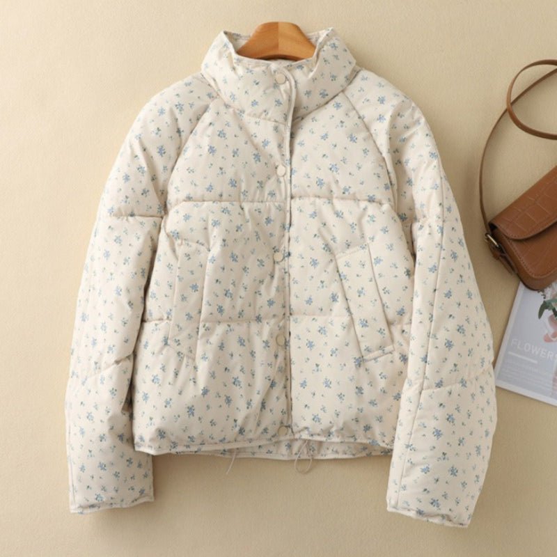 FloraHeat Puffer™ — Command Attention with Cozy, Head - Turning Warmth (Cream - Blue XS) - | Zavonix