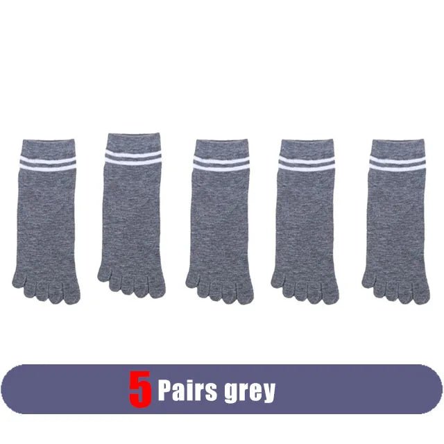 Five - Finger Cotton Blend Socks — Breathable Odor - Resistant Comfort (5 Pairs grey EU 35 - 39) - | Zavonix