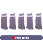 Five - Finger Cotton Blend Socks — Breathable Odor - Resistant Comfort (5 Pairs grey EU 35 - 39) - | Zavonix