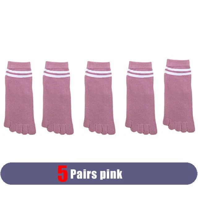 Five - Finger Cotton Blend Socks — Breathable Odor - Resistant Comfort (5 Pairs pink EU 35 - 39) - | Zavonix