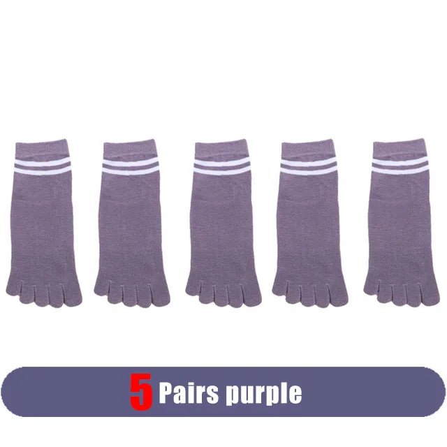 Five - Finger Cotton Blend Socks — Breathable Odor - Resistant Comfort (5 Pairs purple EU 35 - 39) - | Zavonix