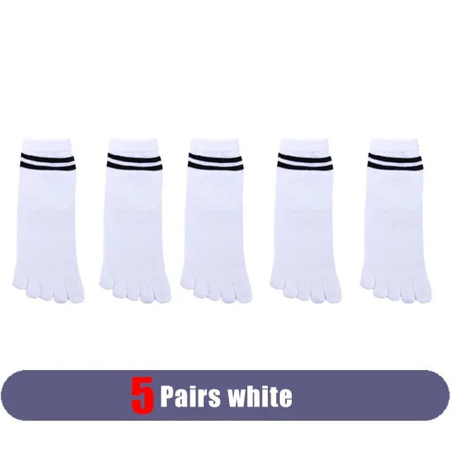 Five - Finger Cotton Blend Socks — Breathable Odor - Resistant Comfort (5 Pairs white EU 35 - 39) - | Zavonix