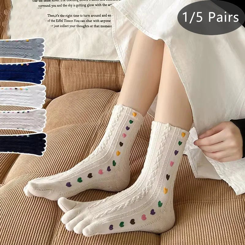 Five - Toe Cotton Blend Socks — Breathable Mid - Crew with Odor Defense (black EU35 - 39) - | Zavonix