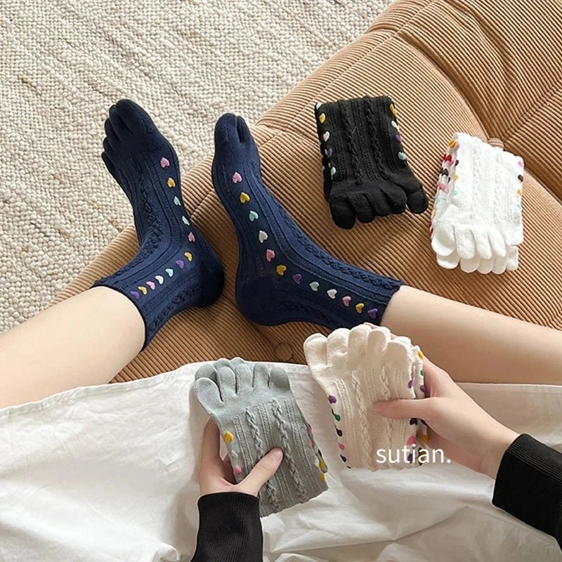 Five - Toe Cotton Blend Socks — Breathable Mid - Crew with Odor Defense (black EU35 - 39) - | Zavonix
