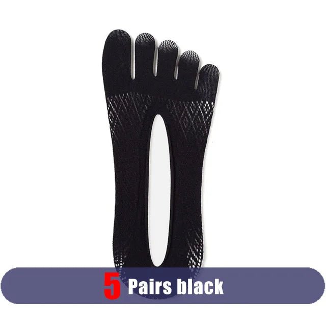 Five - Toe Flex Socks — Breathable Low - Profile Casual Socks for Men (5 Pairs black ) - | Zavonix