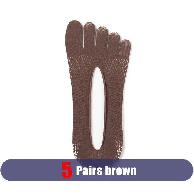 Five - Toe Flex Socks — Breathable Low - Profile Casual Socks for Men (5 Pairs brown ) - | Zavonix